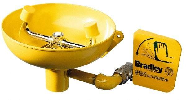 Bradley - Wall Mount, Plastic Bowl, Eyewash Station - 1/2" Inlet, 30 to 90 psi Flow, 0.4 GPM Flow Rate - Top Tool & Supply