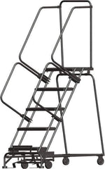 Ballymore - 83" 5 Step Stairway Slope Ladder - Rolling Safety Ladder, 450 Lb Capacity, 50" Platform Height, 30" Base Width x 46" Depth, Heavy-Duty Serrated Grating - Top Tool & Supply