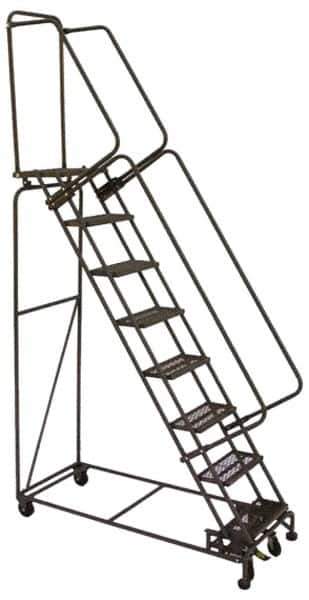 Ballymore - 113" 8 Step Ladder - Lock Step Rolling Safety Ladder, 450 Lb Capacity, 80" Platform Height, 32" Base Width x 61" Base Depth, Perforated Tread - Top Tool & Supply