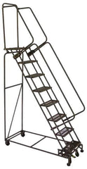 Ballymore - 123" 9 Step Ladder - Lock Step Rolling Safety Ladder, 450 Lb Capacity, 90" Platform Height, 32" Base Width x 68" Base Depth, Perforated Tread - Top Tool & Supply