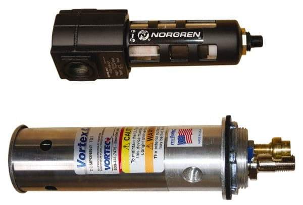 Vortec - 1,500 BTU per Hour, Vortex Enclosure Cooler with Thermostat - 1/4 NPT Thread, 25 Cubic Ft. per min - Top Tool & Supply