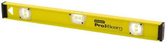 Stanley - 48" Long 3 Vial I-Beam Level - Aluminum, Yellow, 1 Level & 2 Plumb Vials - Top Tool & Supply