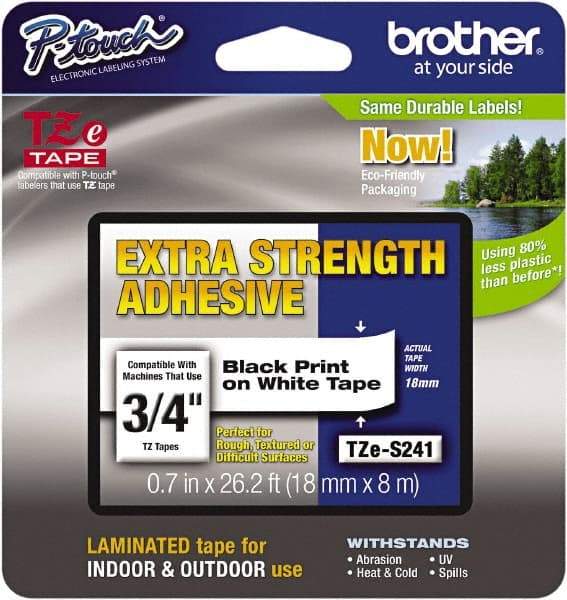 Brother - 3/4" Wide x 314.4" Long, White Plastic/Paper Tape Cassette - For Label Maker - Top Tool & Supply