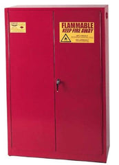 Eagle - 2 Door, 5 Shelf, Red Steel Standard Safety Cabinet for Flammable and Combustible Liquids - 65" High x 43" Wide x 18" Deep, Manual Closing Door, 3 Point Key Lock, 60 Gal Capacity - Top Tool & Supply