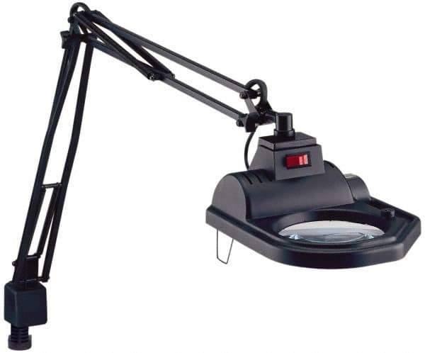 Electrix - 45 Inch, Spring Suspension, Clamp on, Halogen, Black, Magnifying Task Light - 100 Watt, 1.75x Magnification, 5 Inch Wide - Top Tool & Supply