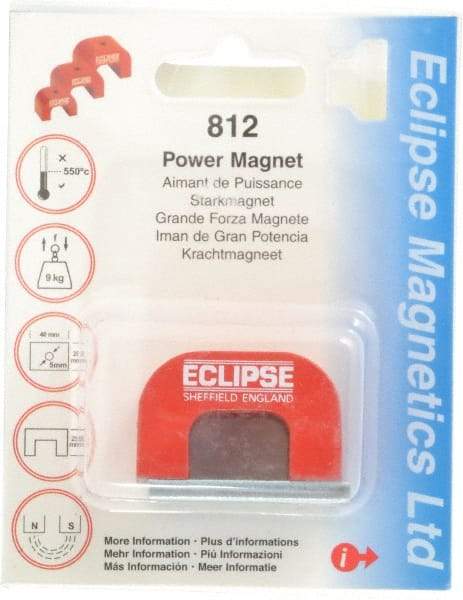 Eclipse - 1 Hole, 0.1969" Hole Diam, 63/64" Overall Width, 1-37/64" Deep, 63/64" High, 20 Lb Average Pull Force, Alnico Power Magnets - 10mm Pole Width, 550°C Max Operating Temp, Grade 5 Alnico - Top Tool & Supply