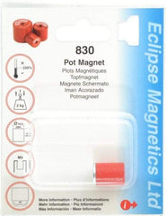 Eclipse - 1/2" Diam, M4 Thread, 2.5 Lb Average Pull Force, Mild Steel, Alnico Pot Magnets - 220°C Max Operating Temp, 5/8" High, Grade 5 Alnico - Top Tool & Supply