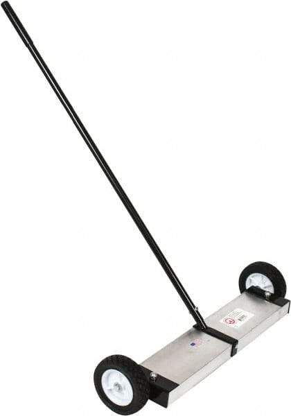 Mag-Mate - 24" Long Push Magnetic Sweeper with Wheels - 5" Wide x 5" High x 48" Long, 6" Wheel Diam, 2" Clearance - Top Tool & Supply