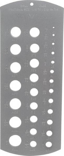 PEC Tools - 1/16 Inch to 1/2 Inch Hole Size Drill Gage - 29 Holes - Top Tool & Supply