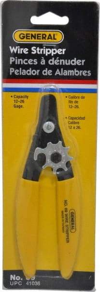 General - 26 to 12 AWG Capacity Precision Wire Stripper - 5-1/2" OAL, Plastic Coated Handle - Top Tool & Supply