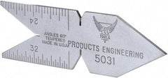 PEC Tools - 60° Angle, Satin Chrome Coated Steel Center Gage - 1/32 to 1/14 Inch Graduation - Top Tool & Supply