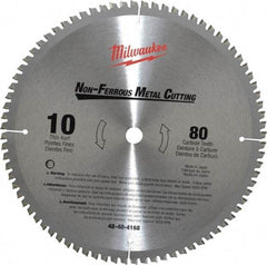 Milwaukee Tool - 10" Diam, 5/8" Arbor Hole Diam, 80 Tooth Wet & Dry Cut Saw Blade - Carbide-Tipped, General Purpose & Straight Action, Standard Round Arbor - Top Tool & Supply