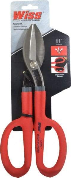 Wiss - 2-1/2" Length of Cut, Straight Pattern Tinner's Snip - 11" OAL, Cushion Grip Handle, 21 AWG Steel Capacity - Top Tool & Supply