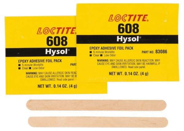 Loctite - 0.14 oz Pouch Two Part Epoxy - 5 min Working Time, 1,500 psi Shear Strength, Series 608 - Top Tool & Supply