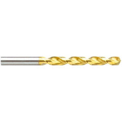 Jobber Length Drill Bit: 0.1961″ Dia, 130 °, High Speed Steel TiN Finish, Right Hand Cut, Parabolic Flute, Straight-Cylindrical Shank, Series 652