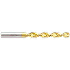 Jobber Length Drill Bit: 0.3858″ Dia, 130 °, Cobalt TiN Finish, Right Hand Cut, Parabolic Flute, Straight-Cylindrical Shank