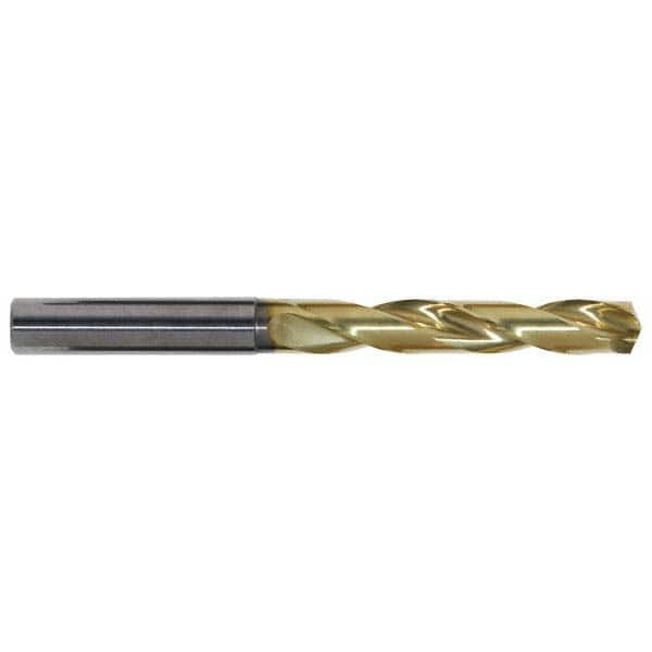 Jobber Length Drill Bit: 0.2244″ Dia, 140 °, Solid Carbide TiN Finish, 3.23″ OAL, Right Hand Cut, Spiral Flute, Straight-Cylindrical Shank