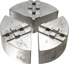 H & R Manufacturing - 6" Chuck Capacity, Tongue & Groove Attachment, Round Soft Lathe Chuck Jaw - 3 Jaws, Aluminum, 1-1/2" Btw Mount Hole Ctrs, 3" Long x 6" Wide x 2" High, 5/16" Groove - Top Tool & Supply