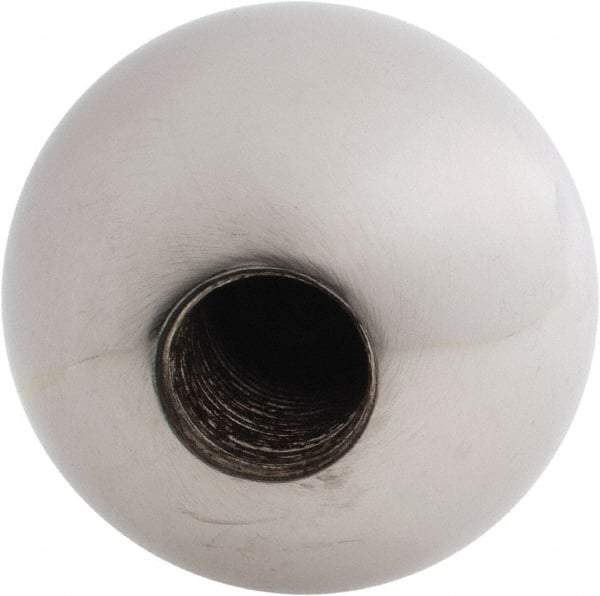 Gibraltar - 5/8-18 Thread, 1.88" Diam, Threaded Hole Ball Knob - Natural, Steel, Smooth Grip, 3/4" Hole Depth - Top Tool & Supply