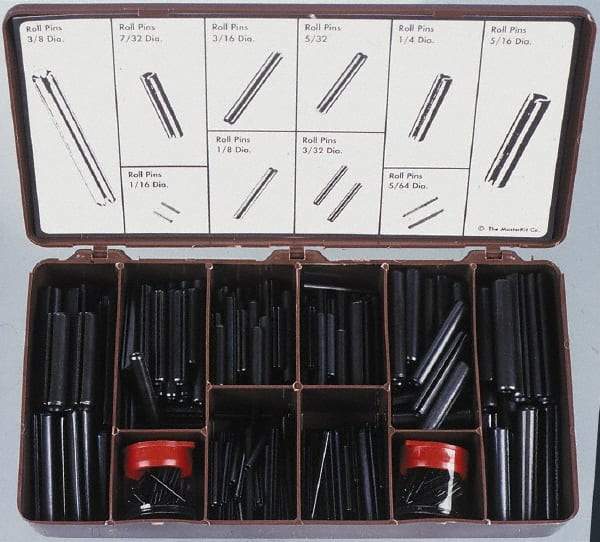 Made in USA - 300 Piece, 1/16 to 3/8" Pin Diam, Spring Pin Assortment - 18-8 Stainless Steel - Top Tool & Supply