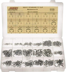 Made in USA - 565 Piece, 1/8 to 3/4", Steel, E Style External Retaining Ring Assortment - Includes Compartmented Case - Top Tool & Supply