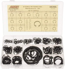 Made in USA - 337 Piece, 3/8 to 3", SpRing Assortment Steel, Snap Internal Retaining Ring Assortment - Includes Compartmented Case - Top Tool & Supply