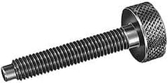 TE-CO - #10-24 Knurled Shoulderless Dog Point Tip Grade 12L14 Steel Thumb Screw - Top Tool & Supply