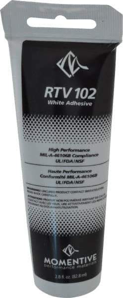 Momentive Performance Materials - 2.8 oz Tube White RTV Silicone Joint Sealant - 298.4°F Max Operating Temp, 20 min Tack Free Dry Time, Series RTV100 - Top Tool & Supply