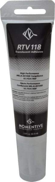 Momentive Performance Materials - 2.8 oz Tube Clear RTV Silicone Joint Sealant - 204.44°F Max Operating Temp, 20 min Tack Free Dry Time, 24 hr Full Cure Time, Series RTV100 - Top Tool & Supply