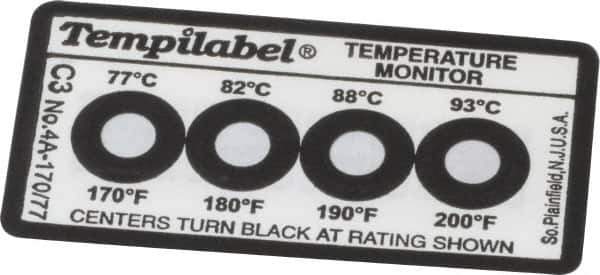 Tempil - 77/82/88/93°C Temp Indicating Label - 4 Ratings - Top Tool & Supply