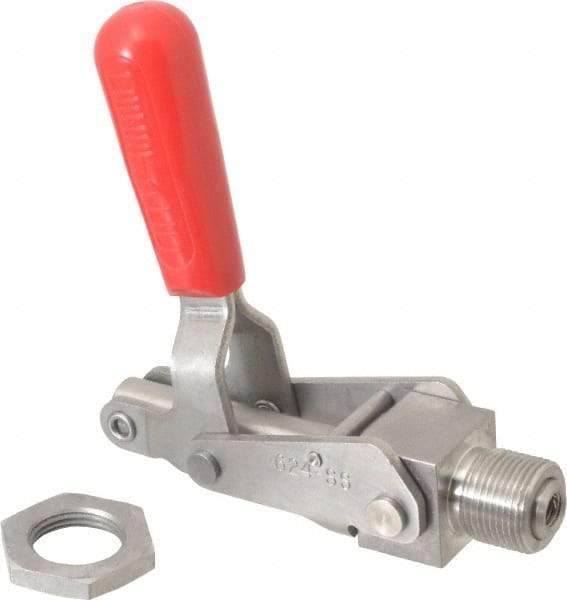 De-Sta-Co - 700 Lb Load Capacity, Mounting Plate Base, Stainless Steel, Standard Straight Line Action Clamp - 0.62" Plunger Diam, Straight Handle - Top Tool & Supply