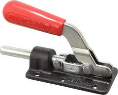 De-Sta-Co - 800 Lb Load Capacity, Flanged Base, Carbon Steel, Standard Straight Line Action Clamp - 6 Mounting Holes, 0.28" Mounting Hole Diam, 0.51" Plunger Diam, Straight Handle - Top Tool & Supply