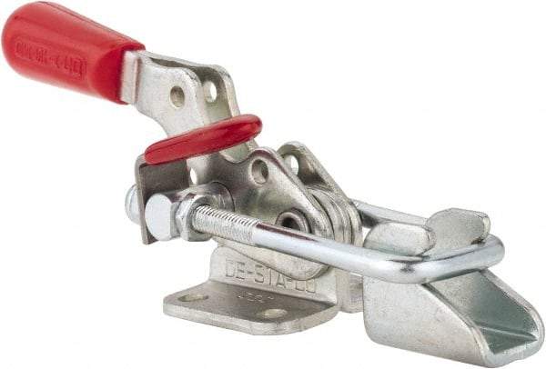 De-Sta-Co - 360 Lb Capacity, Horizontal, U Hook, Flanged Base, Carbon Steel Pull Action Latch Clamp - 1.18" Drawing Movement, 3.88" OAL, Threaded U Hook, Straight Handle - Top Tool & Supply