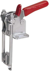 De-Sta-Co - 1,000 Lb Capacity, Vertical, U Hook, Flanged Base, Stainless Steel Pull Action Latch Clamp - 2.04" Drawing Movement, 4.1" OAL, Threaded U Hook, Straight Handle - Top Tool & Supply