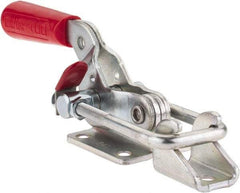 De-Sta-Co - 2,000 Lb Capacity, Horizontal, U Hook, Flanged Base, Carbon Steel Pull Action Latch Clamp - 2-1/2" Drawing Movement, 8.2" OAL, Threaded U Hook, Straight Handle - Top Tool & Supply