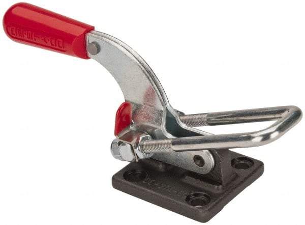 De-Sta-Co - 4,000 Lb Capacity, Horizontal, U Hook, Flanged Base, Carbon Steel Pull Action Latch Clamp - 3-1/2" Drawing Movement, 10.19" OAL, Threaded U Hook, Straight Handle - Top Tool & Supply