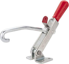 De-Sta-Co - 375 Lb Capacity, Horizontal, J Hook, Flanged Base, Carbon Steel Pull Action Latch Clamp - 4" Drawing Movement, 8.82" OAL, Straight Handle - Top Tool & Supply