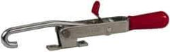 De-Sta-Co - 375 Lb Capacity, Horizontal, J Hook, Right Flanged Base, Carbon Steel Pull Action Latch Clamp - 4" Drawing Movement, 8.82" OAL, Thumb Handle - Top Tool & Supply