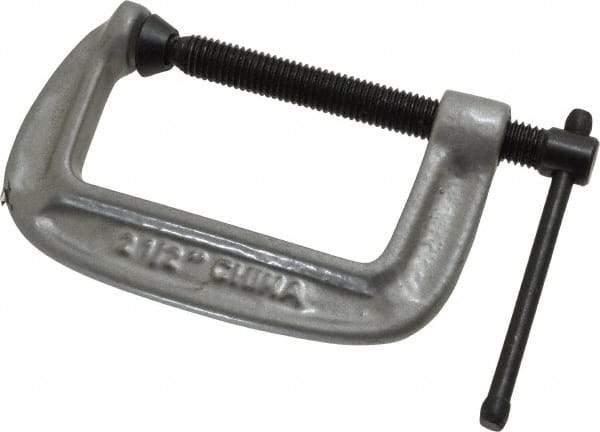 Gibraltar - Light-Duty 2-1/2" Max Opening, 1-7/16" Throat Depth, Cast Iron Standard C-Clamp - 600 Lb Capacity, 0" Min Opening, Standard Throat Depth, Malleable Cast Iron Screw - Top Tool & Supply