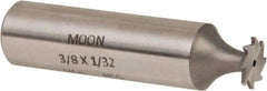 Made in USA - 3/8" Diam x 1/32" Face Width, High Speed Steel, 8 Teeth, Shank Connection Woodruff Keyseat Cutter - Uncoated, 2-1/16" OAL x 1/2" Shank, Straight Teeth - Top Tool & Supply