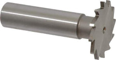 Made in USA - 1-1/8" Diam x 5/64" Face Width, High Speed Steel, 16 Teeth, Shank Connection Woodruff Keyseat Cutter - Uncoated, 2-3/16" OAL x 1/2" Shank, Straight Teeth - Top Tool & Supply