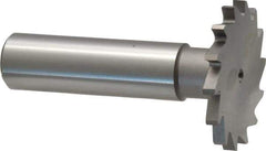 Made in USA - 1-1/4" Diam x 7/64" Face Width, High Speed Steel, 18 Teeth, Shank Connection Woodruff Keyseat Cutter - Uncoated, 2-3/16" OAL x 1/2" Shank, Straight Teeth - Top Tool & Supply