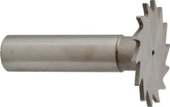 Made in USA - 1-3/8" Diam x 1/16" Face Width, High Speed Steel, 18 Teeth, Shank Connection Woodruff Keyseat Cutter - Uncoated, 2-1/4" OAL x 1/2" Shank, Straight Teeth - Top Tool & Supply