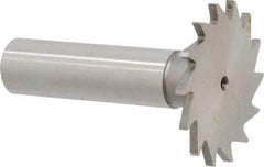 Made in USA - 1-3/8" Diam x 5/64" Face Width, High Speed Steel, 18 Teeth, Shank Connection Woodruff Keyseat Cutter - Uncoated, 2-1/4" OAL x 1/2" Shank, Straight Teeth - Top Tool & Supply