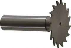 Made in USA - 1-1/2" Diam x 3/64" Face Width, High Speed Steel, 20 Teeth, Shank Connection Woodruff Keyseat Cutter - Uncoated, 2-1/4" OAL x 1/2" Shank, Straight Teeth - Top Tool & Supply