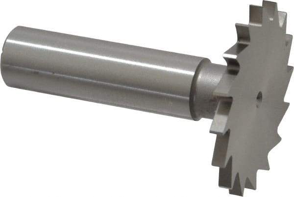 Made in USA - 1-1/2" Diam x 7/64" Face Width, High Speed Steel, 20 Teeth, Shank Connection Woodruff Keyseat Cutter - Uncoated, 2-1/4" OAL x 1/2" Shank, Straight Teeth - Top Tool & Supply