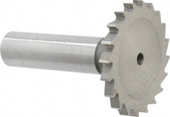 Made in USA - 1-1/2" Diam x 9/64" Face Width, High Speed Steel, 20 Teeth, Shank Connection Woodruff Keyseat Cutter - Uncoated, 2-1/4" OAL x 1/2" Shank, Straight Teeth - Top Tool & Supply