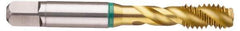 Guhring - M4x0.70 Metric Coarse 3 Flute 6H Bottoming Spiral Flute Tap - Cobalt, TiN Finish, 2.13" OAL, Right Hand Flute, Right Hand Thread, Series 3976 - Top Tool & Supply