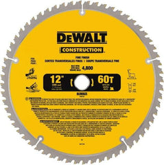 DeWALT - 12" Diam, 1" Arbor Hole Diam, 60 Tooth Wet & Dry Cut Saw Blade - Carbide-Tipped, Fine Finishing Action, Standard Round Arbor - Top Tool & Supply