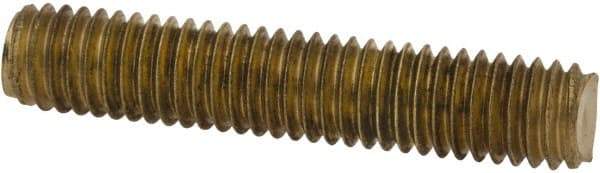 Value Collection - #10-32 1" OAL Fully Threaded Stud - Brass, Plain Finish - Top Tool & Supply